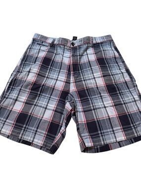 Chaps Men's Plaid Cotton Shorts Blue & Red Size 38 Casual Summer Shorts